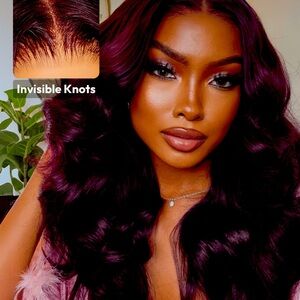 Sunice Deep Burgundy Wavy Hair Extensions